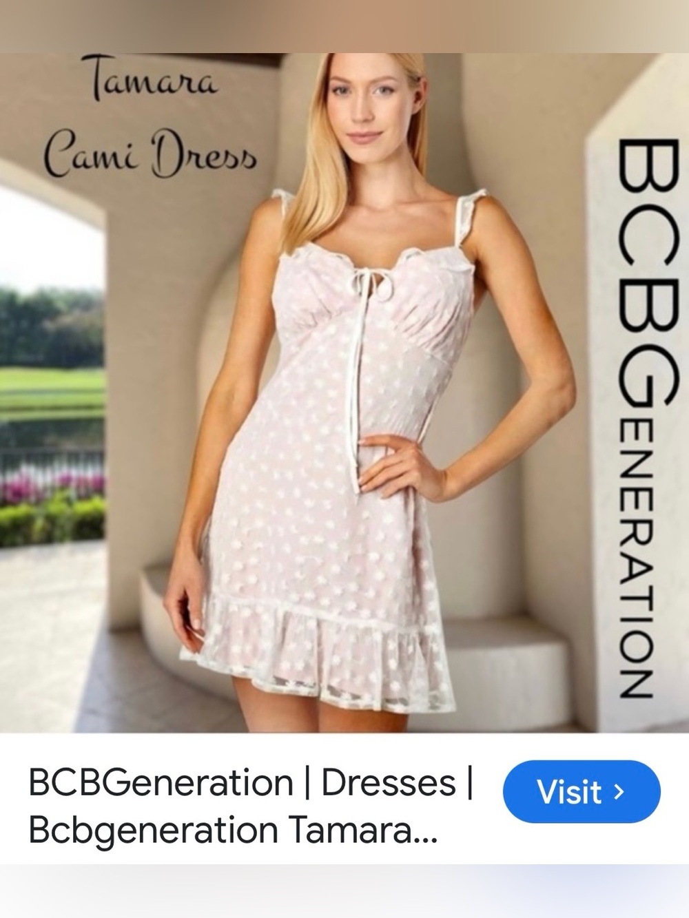 BCBGeneration Pale Pink Lace-Trim Dress